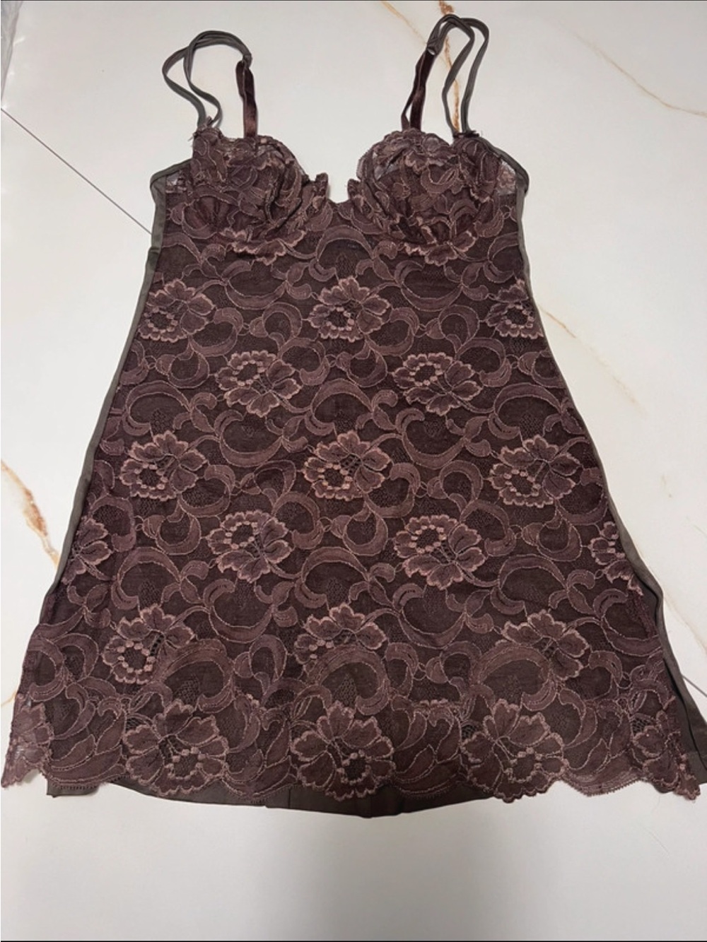 La Perla x Malizia Women's Lace Chemise Slip - Brown